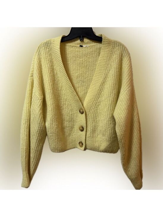 H&M Sweaters - H&M Rib-Knit Button Cardigan – Butter Yellow – V-Neck